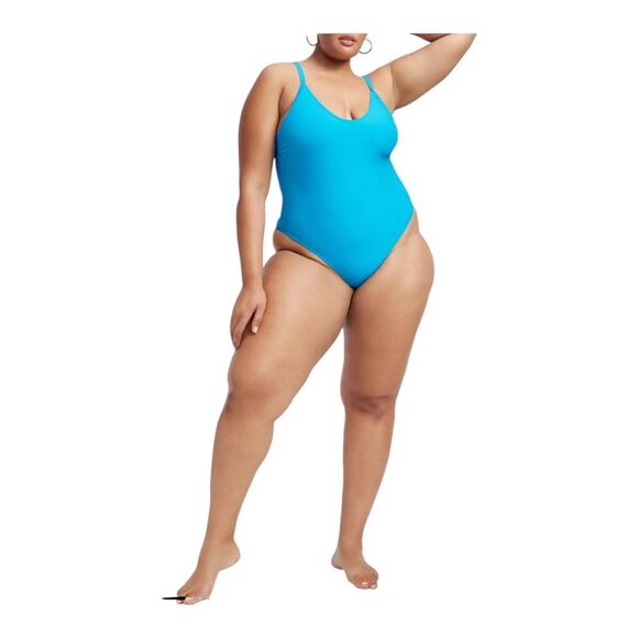 Good American swimsuit Always sunny one piece blue size 8 (US 5XL) - Picture 1 of 7